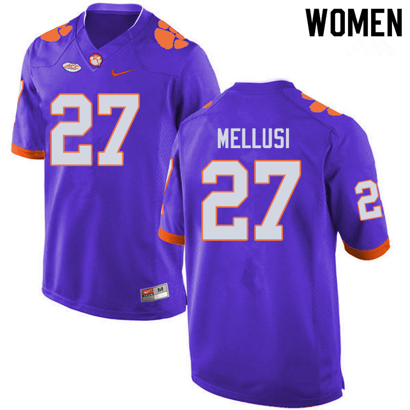 Women #27 Chez Mellusi Clemson Tigers College Football Jerseys Sale-Purple